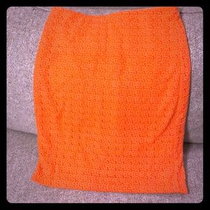 Orange pencil skirt